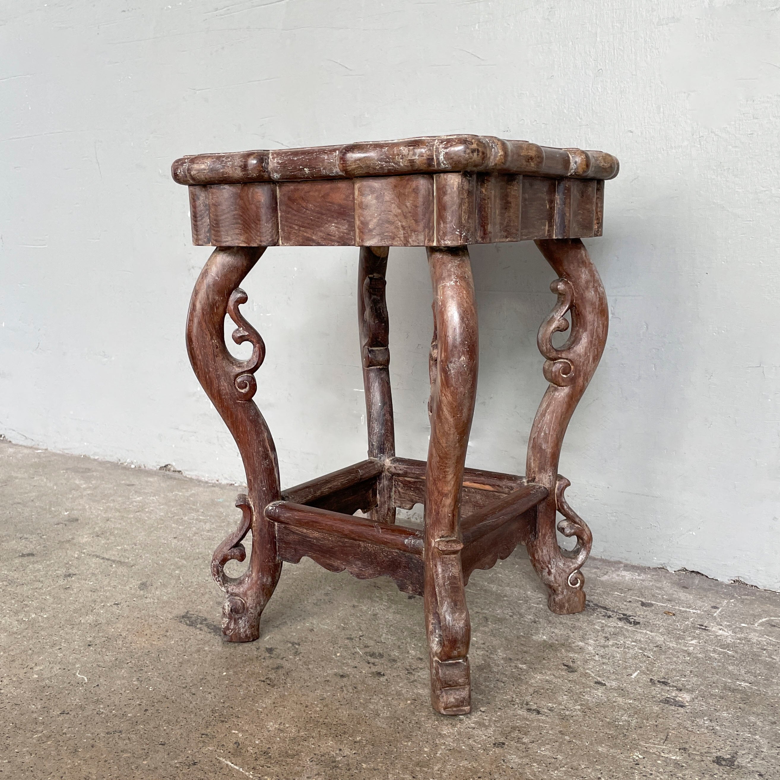 Chinese Blackwood Marble Table with Stools Set