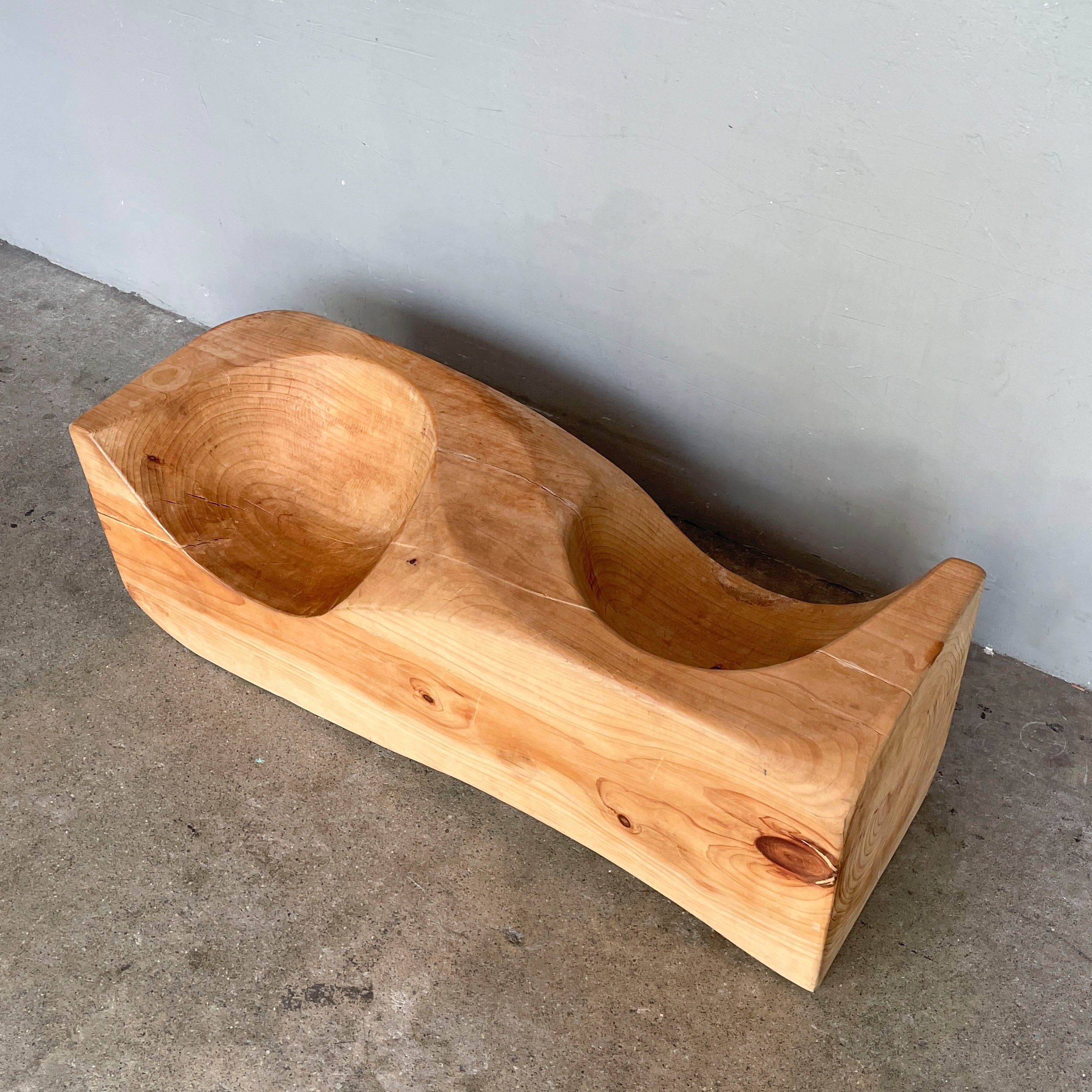 Carved Double Seat Solid Wood Bench