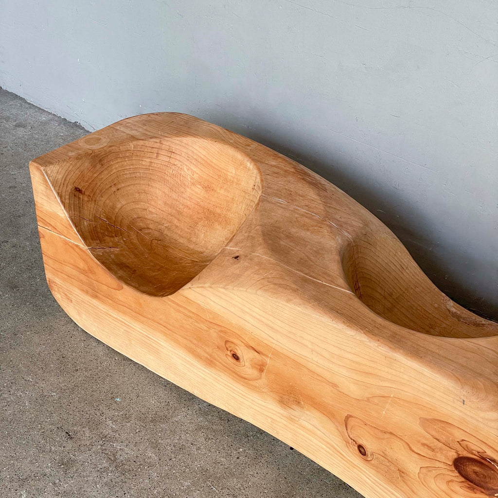 Carved Double Seat Solid Wood Bench