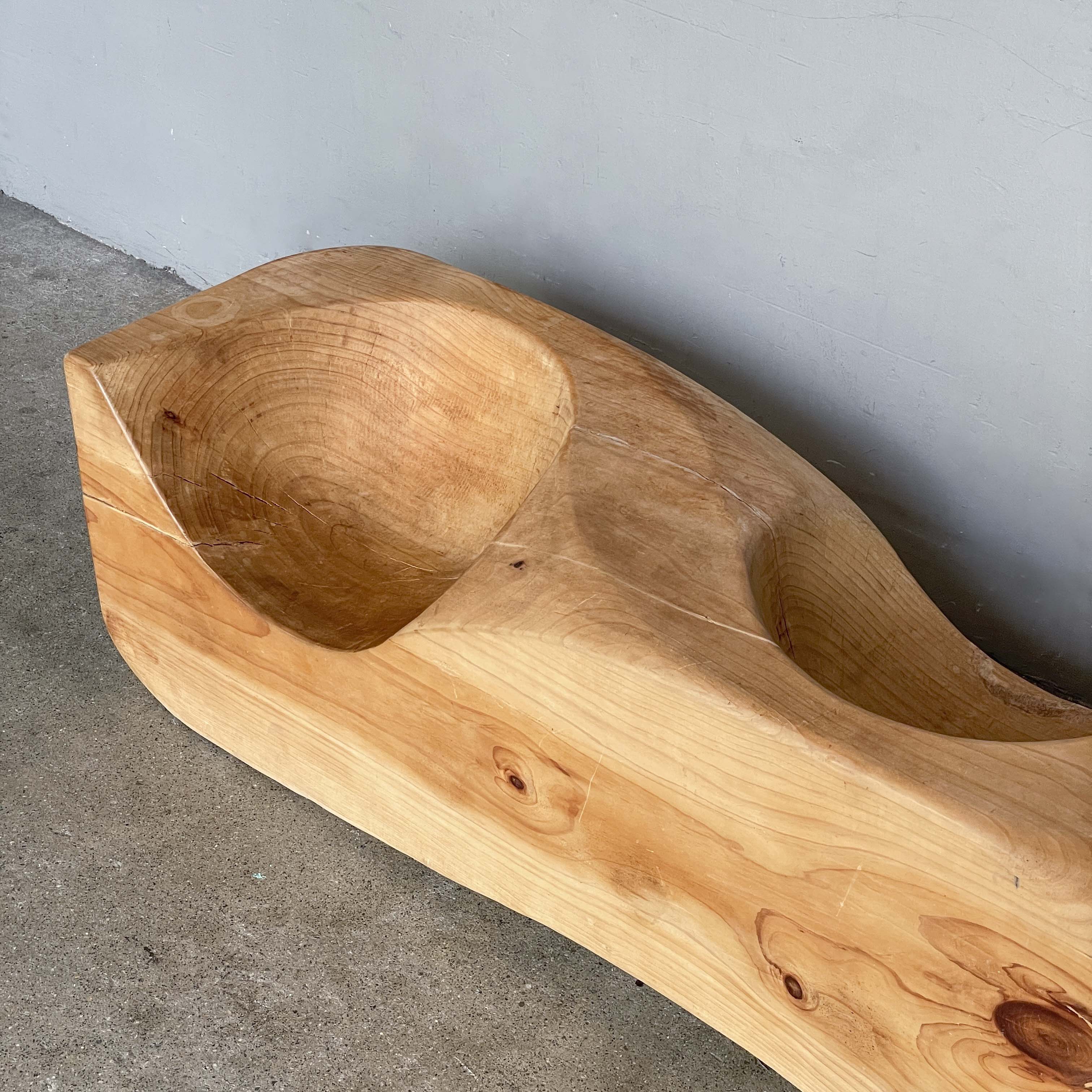 Carved Double Seat Solid Wood Bench