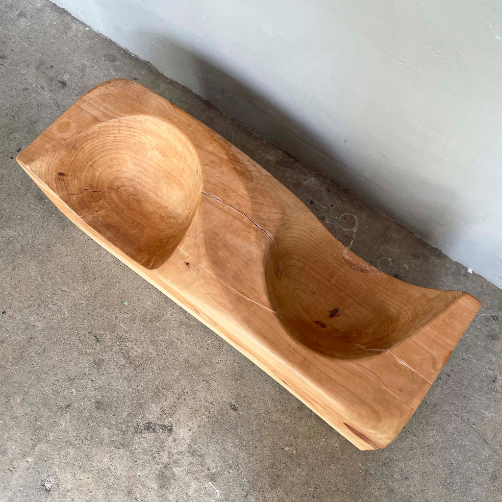 Carved Double Seat Solid Wood Bench