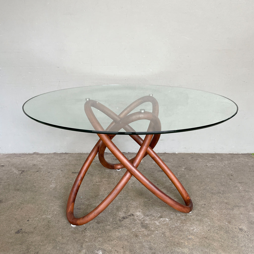 Glass Top Dining Table with Interlocking Ring Base