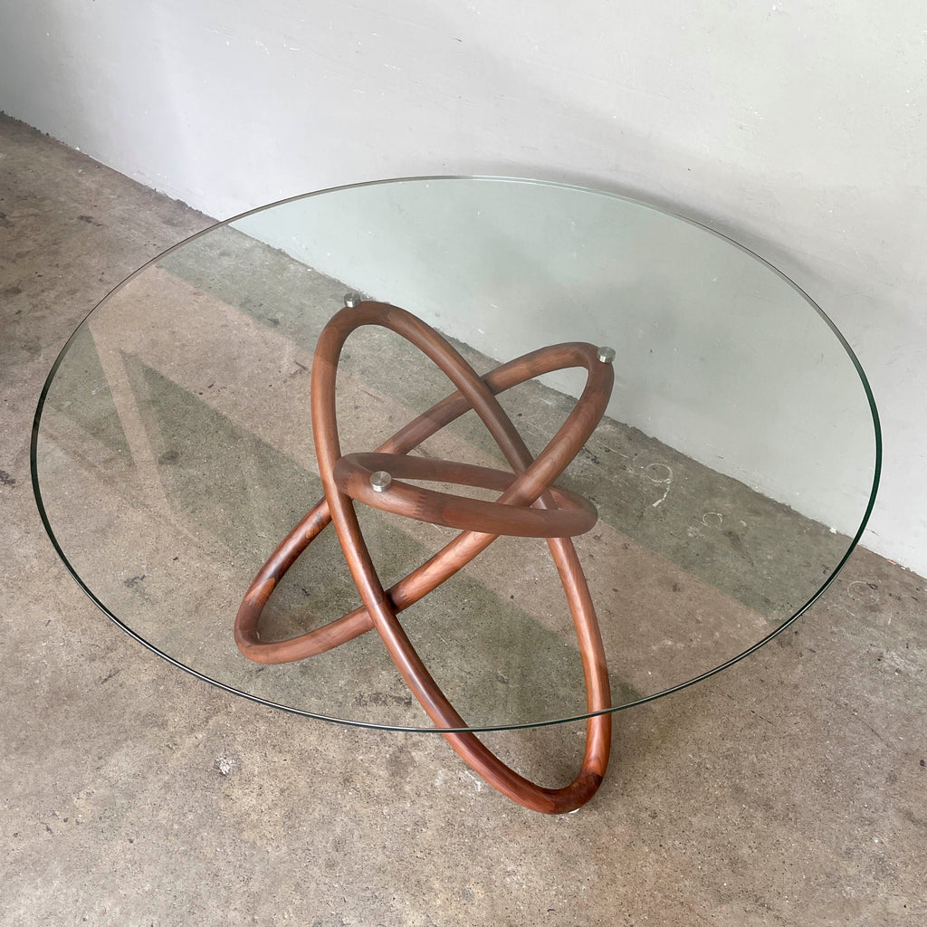 Glass Top Dining Table with Interlocking Ring Base