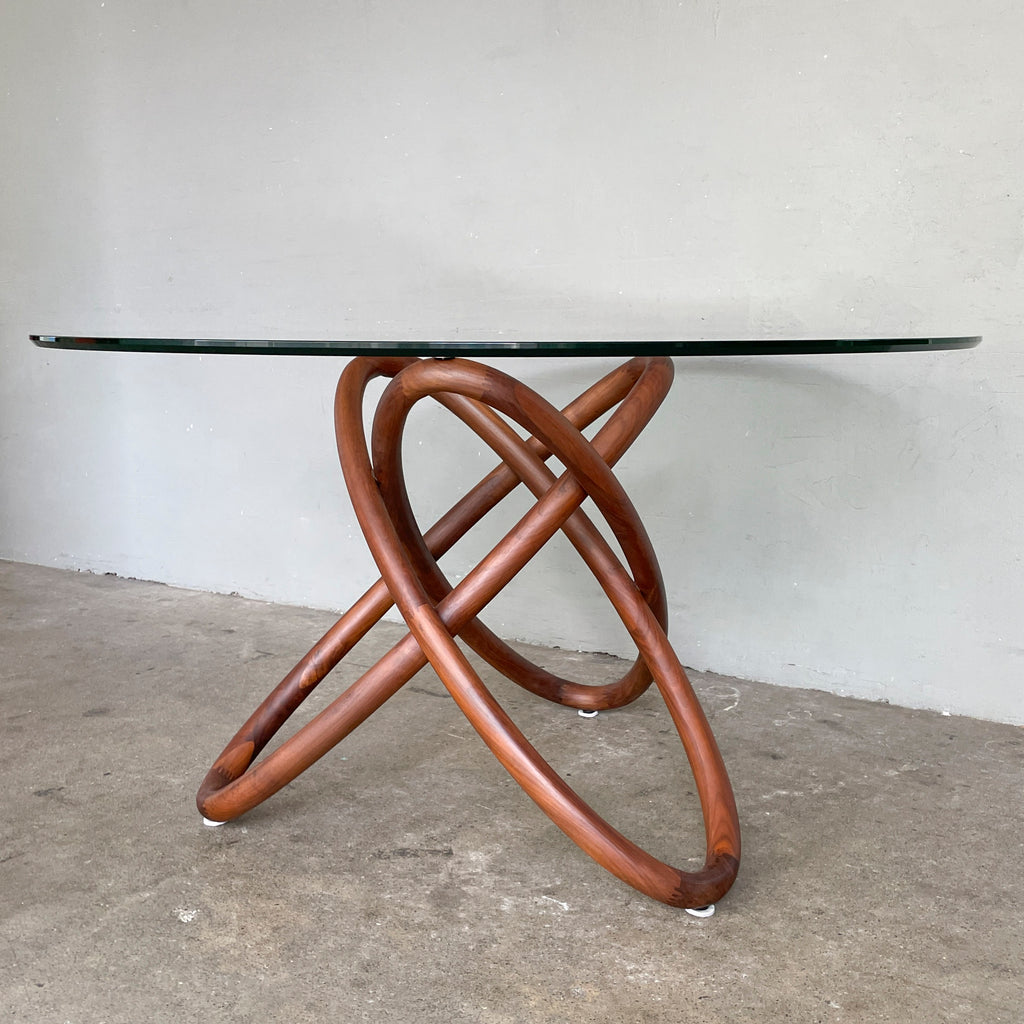 Glass Top Dining Table with Interlocking Ring Base