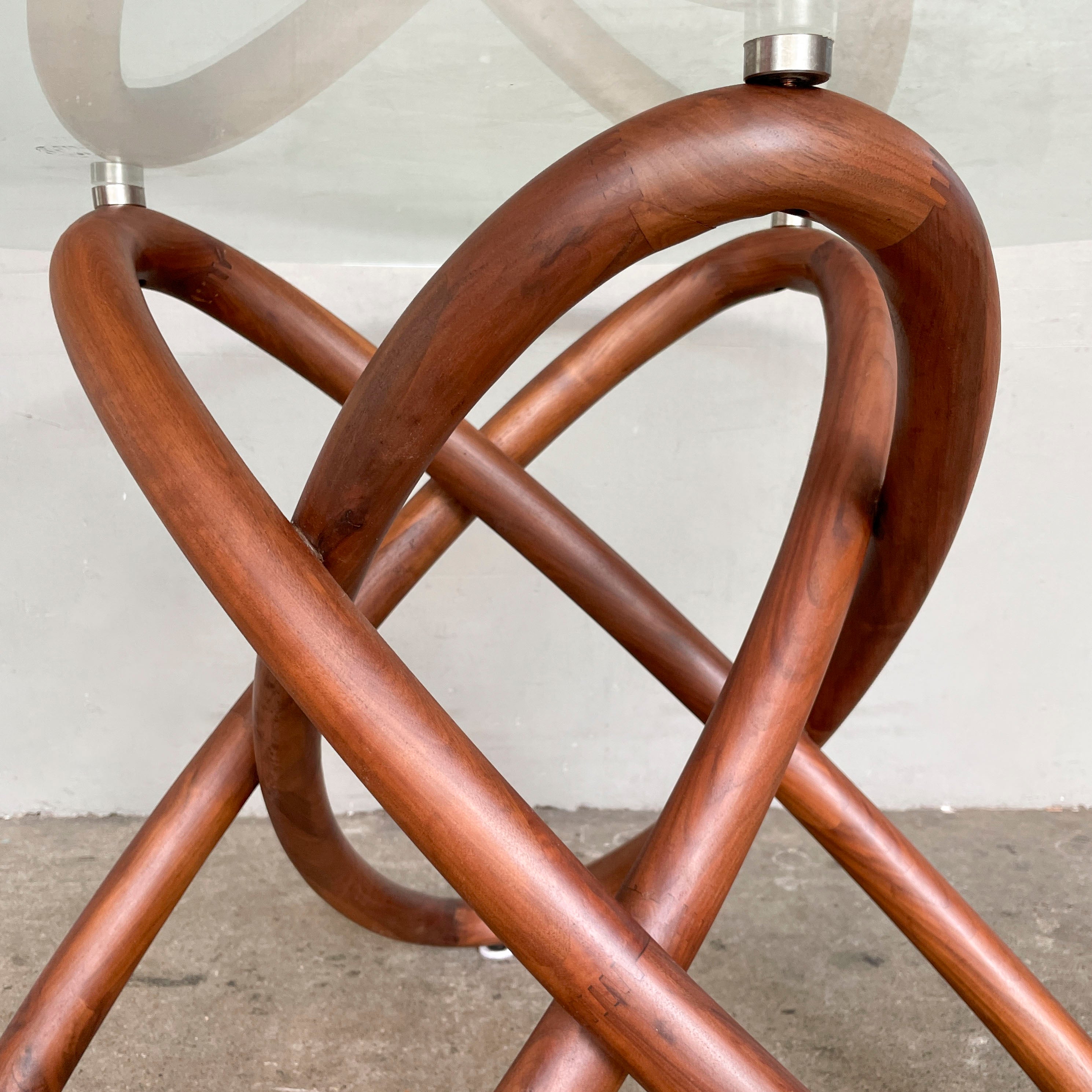Glass Top Dining Table with Interlocking Ring Base