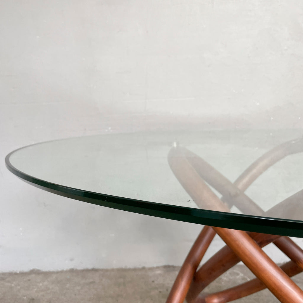 Glass Top Dining Table with Interlocking Ring Base