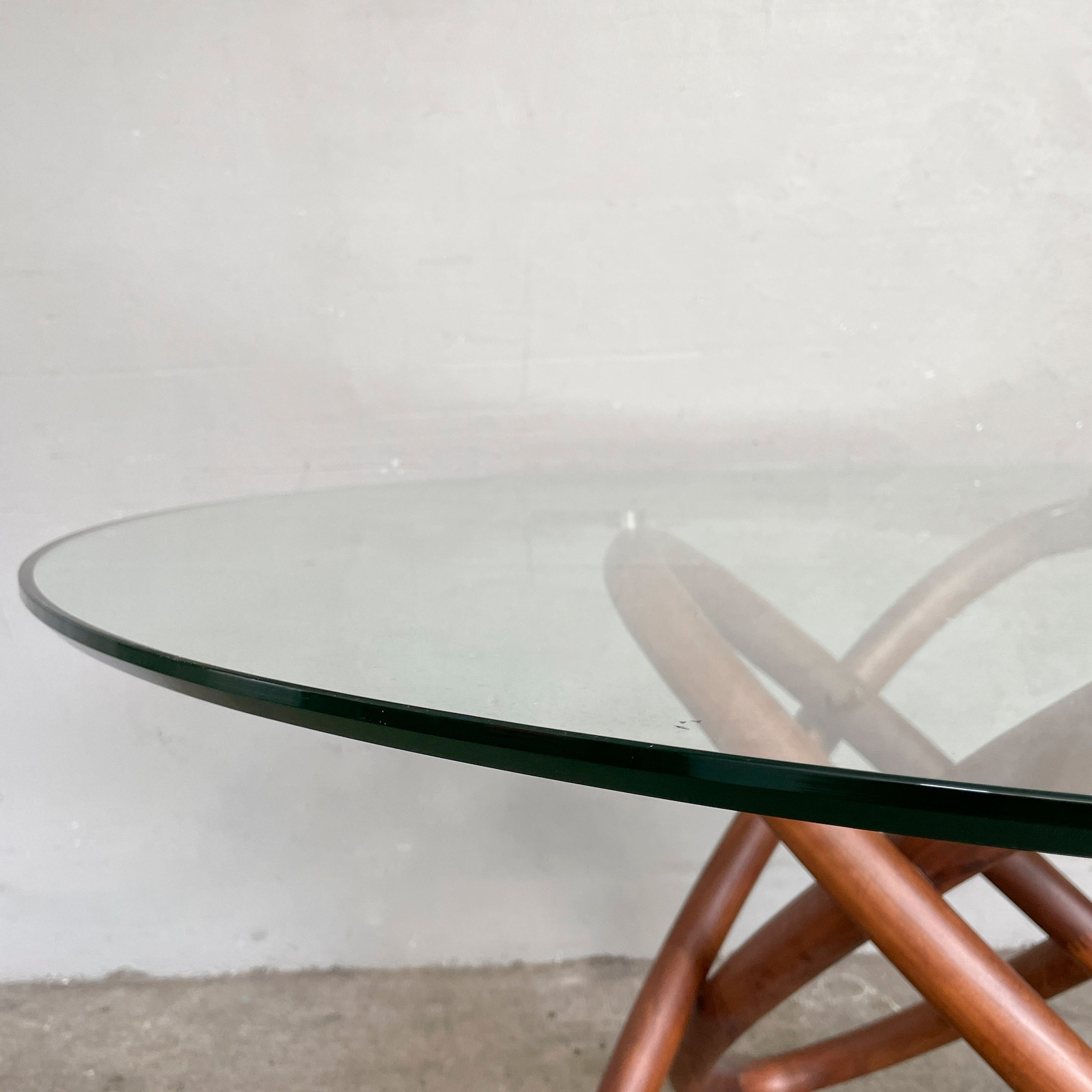 Glass Top Dining Table with Interlocking Ring Base
