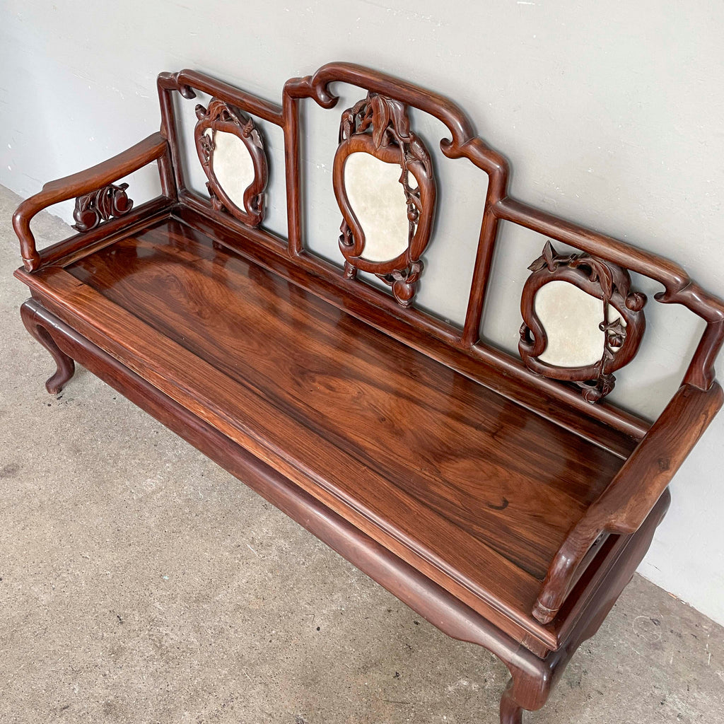 Chinese Blackwood Sofa with "Peach" Marble Backrest
