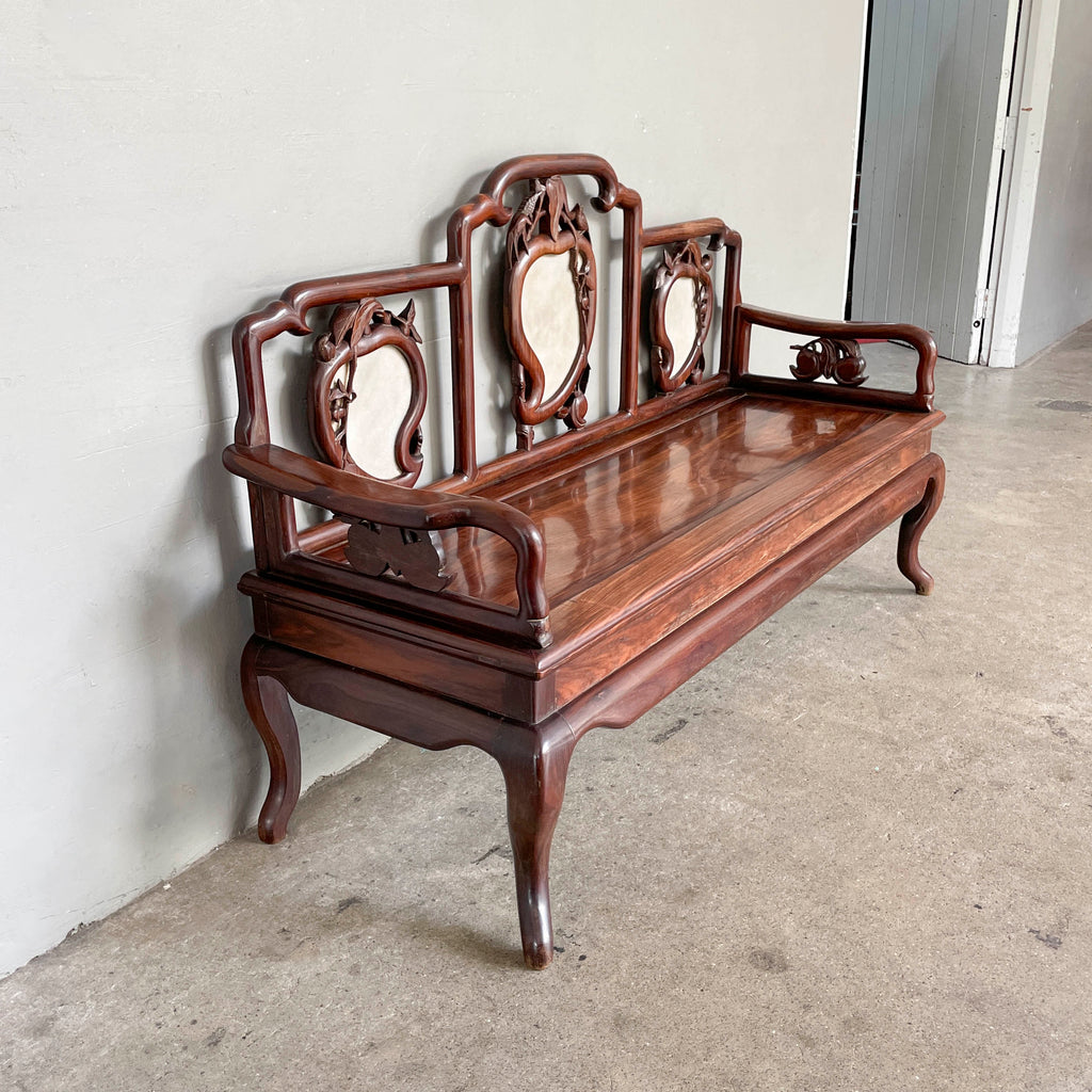 Chinese Blackwood Sofa with "Peach" Marble Backrest