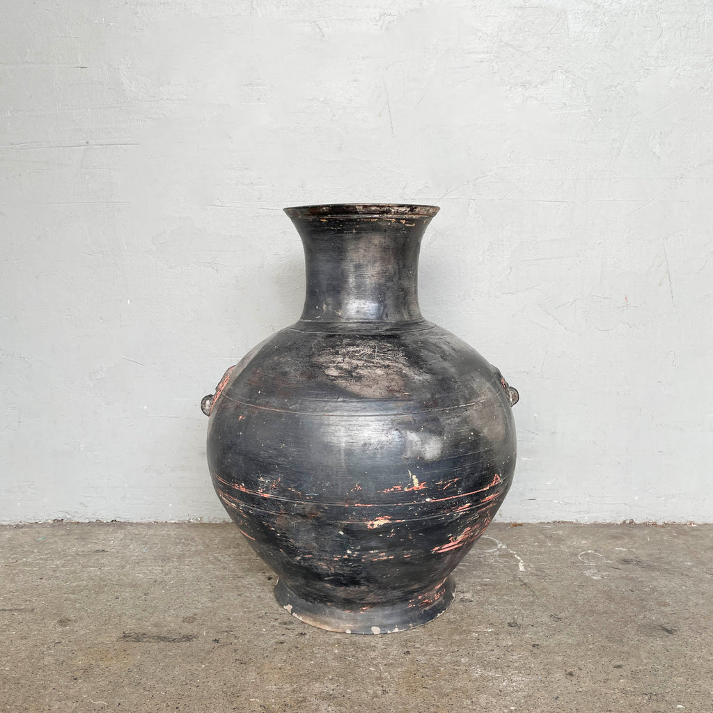 Large Rustic Rounded Black Pot