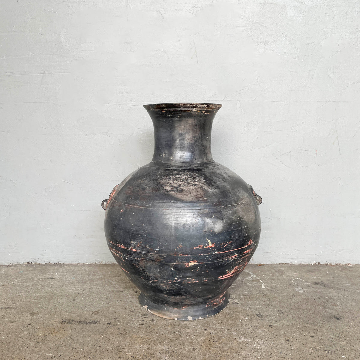 Large Rustic Rounded Black Pot