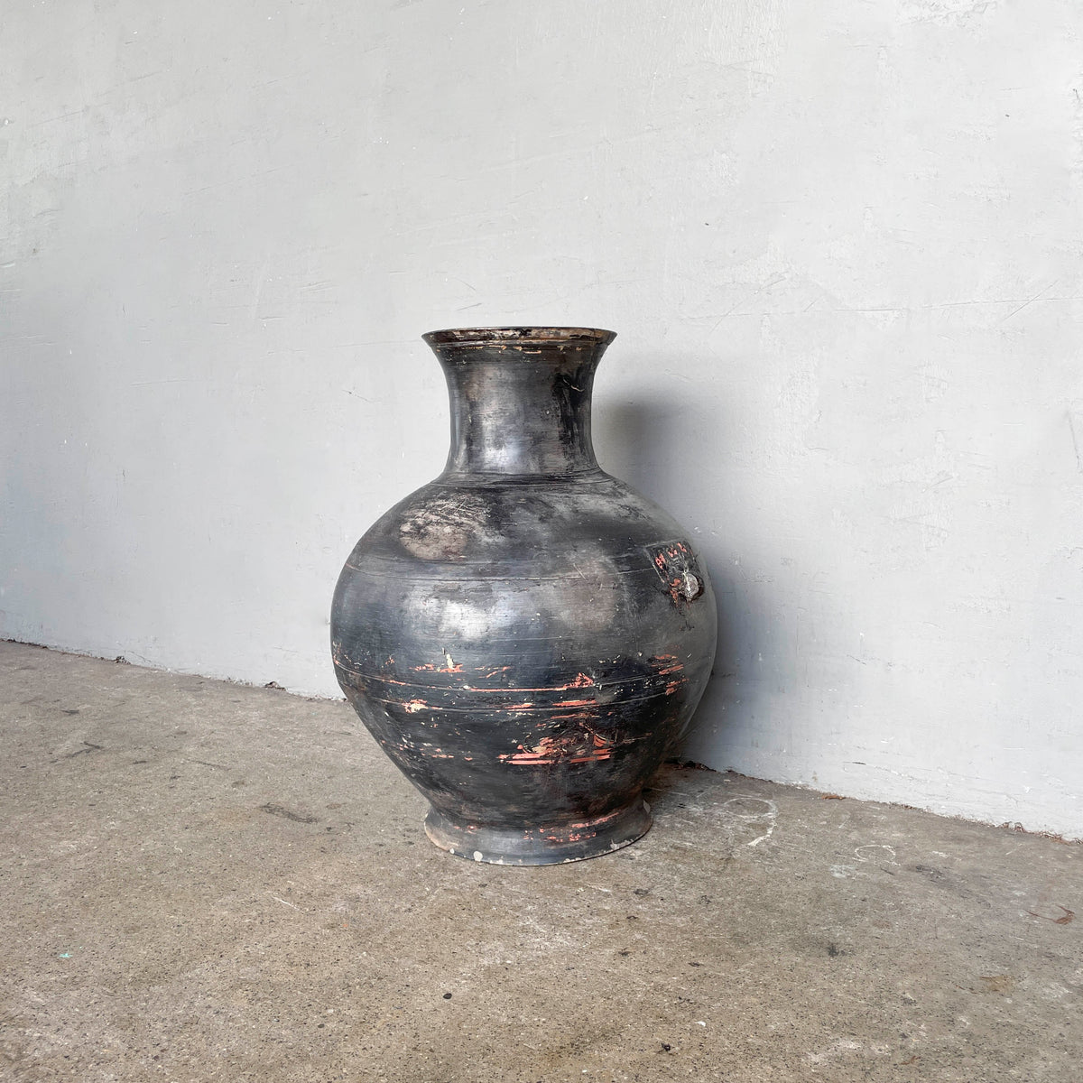 Large Rustic Rounded Black Pot