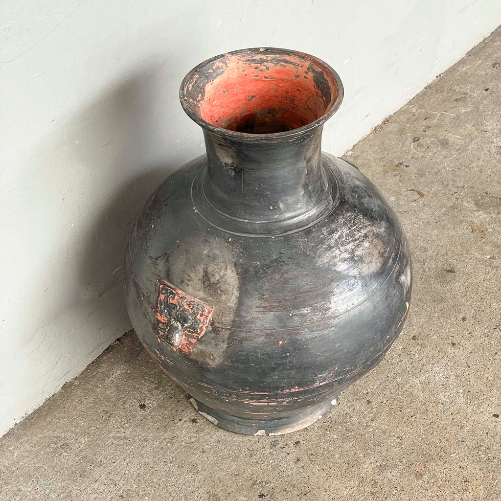 Large Rustic Rounded Black Pot