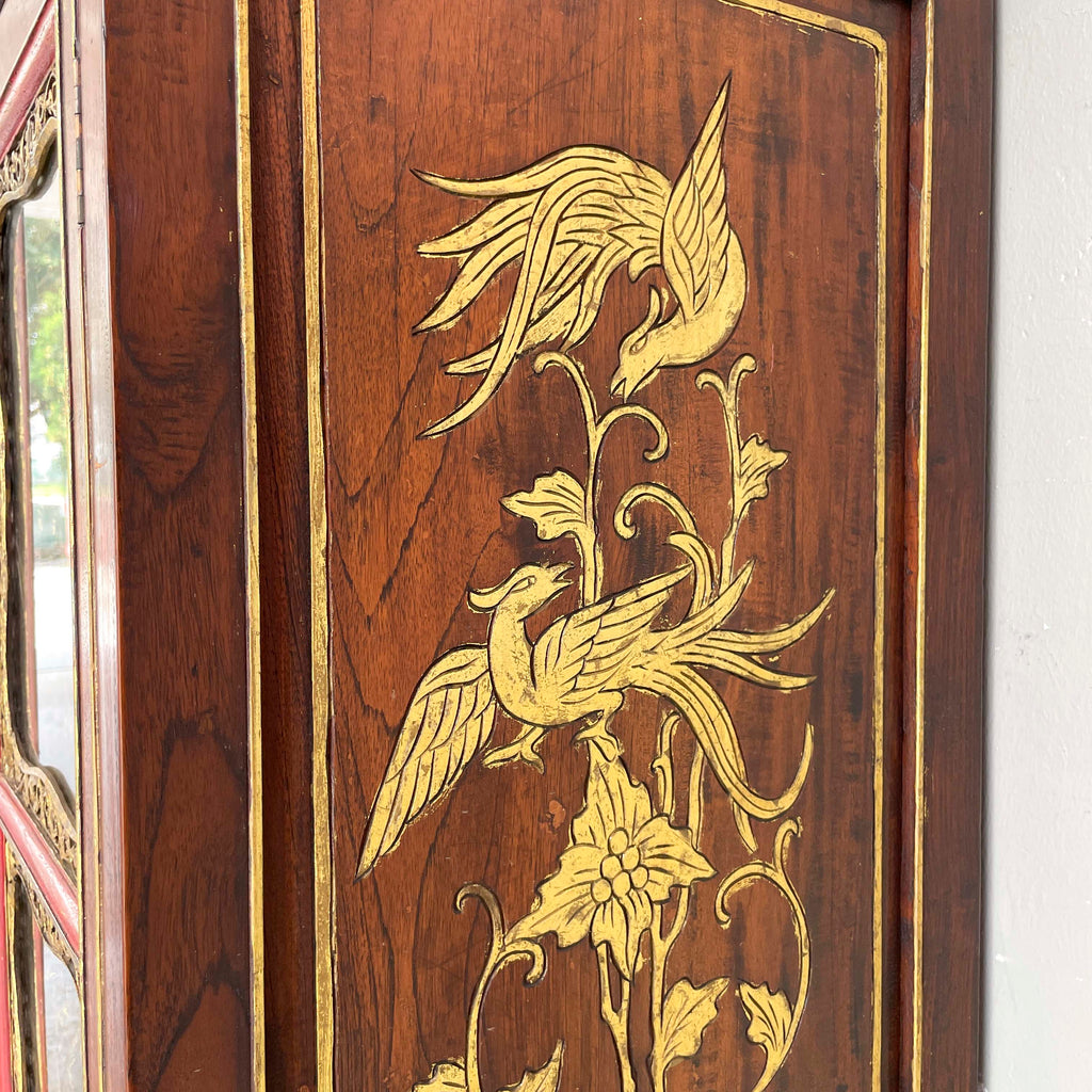 Peranakan-Style Carved Cabinet with Gilt Panels