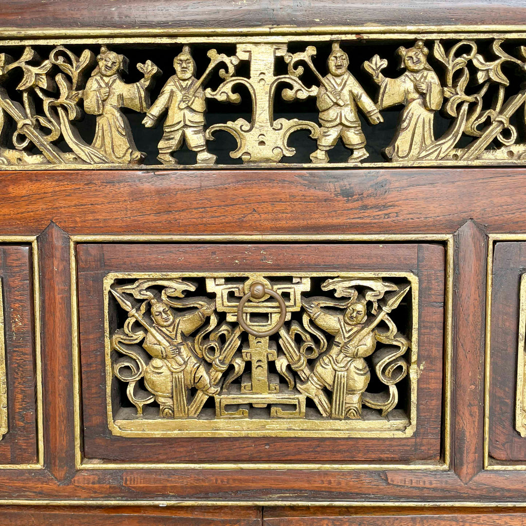 Peranakan-Style Carved Cabinet with Gilt Panels