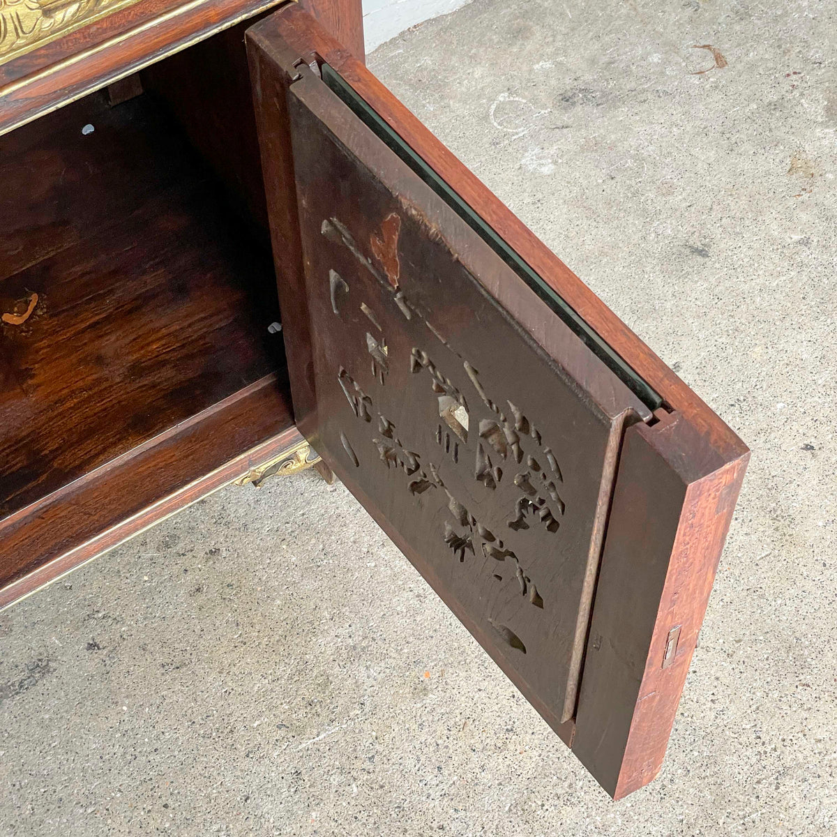 Peranakan-Style Carved Cabinet with Gilt Panels