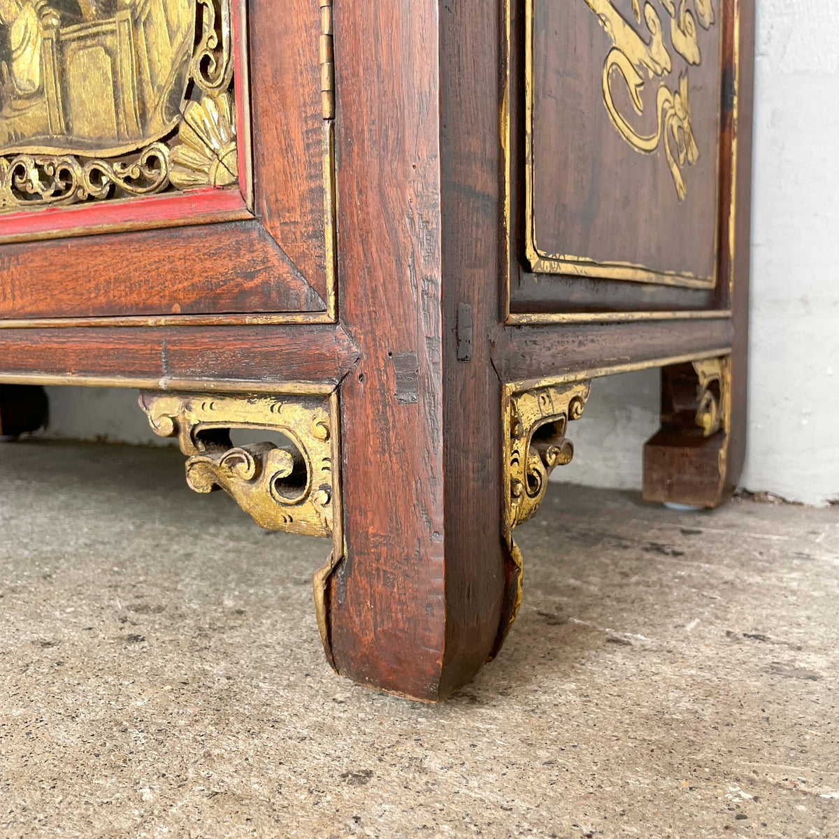 Peranakan-Style Carved Cabinet with Gilt Panels