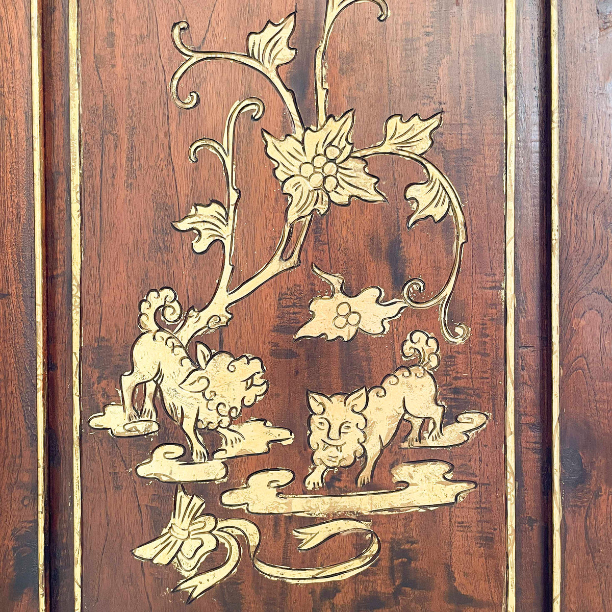Peranakan-Style Carved Cabinet with Gilt Panels