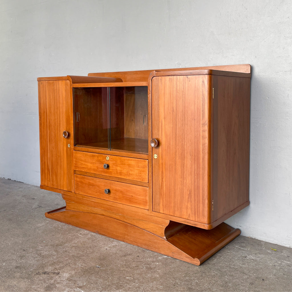 Refurbished Burmese Teak Pedestal Sideboard
