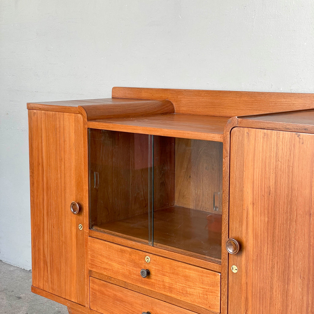 Refurbished Burmese Teak Pedestal Sideboard