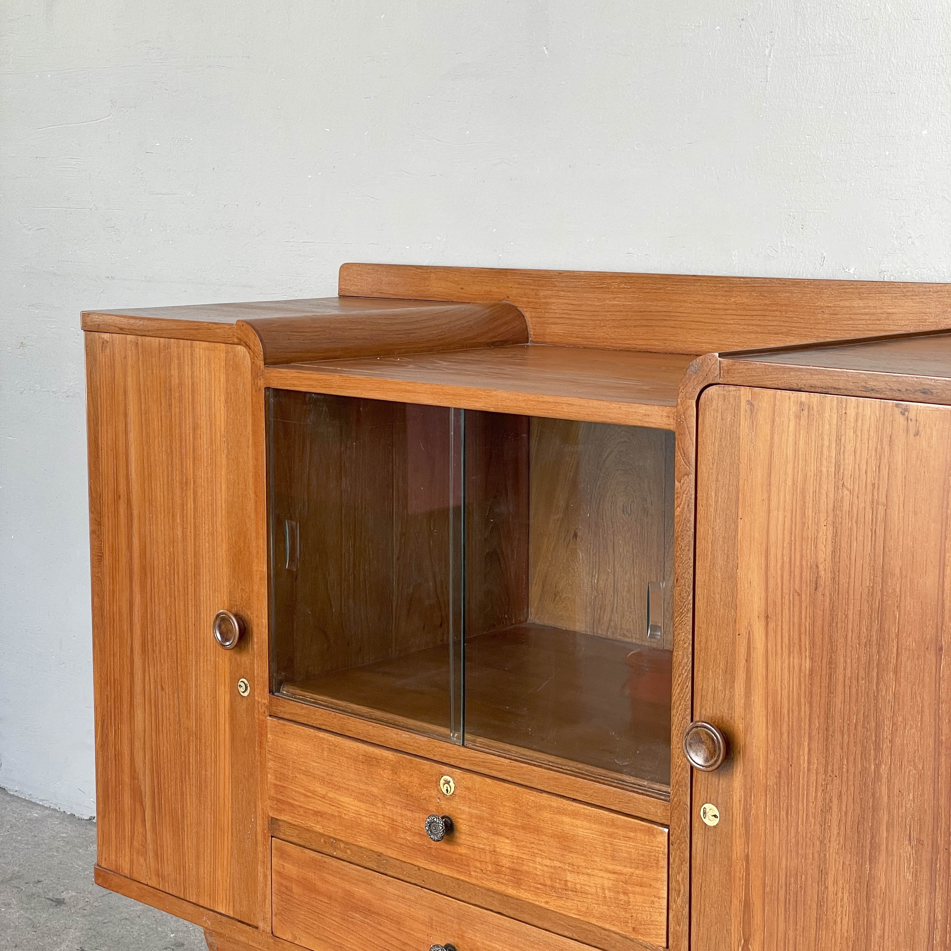 Refurbished Burmese Teak Pedestal Sideboard