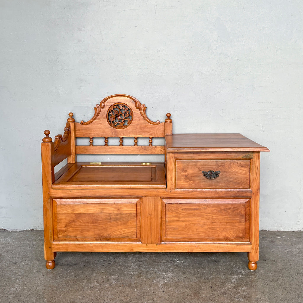Refurbished Teak Entryway Storage Bench