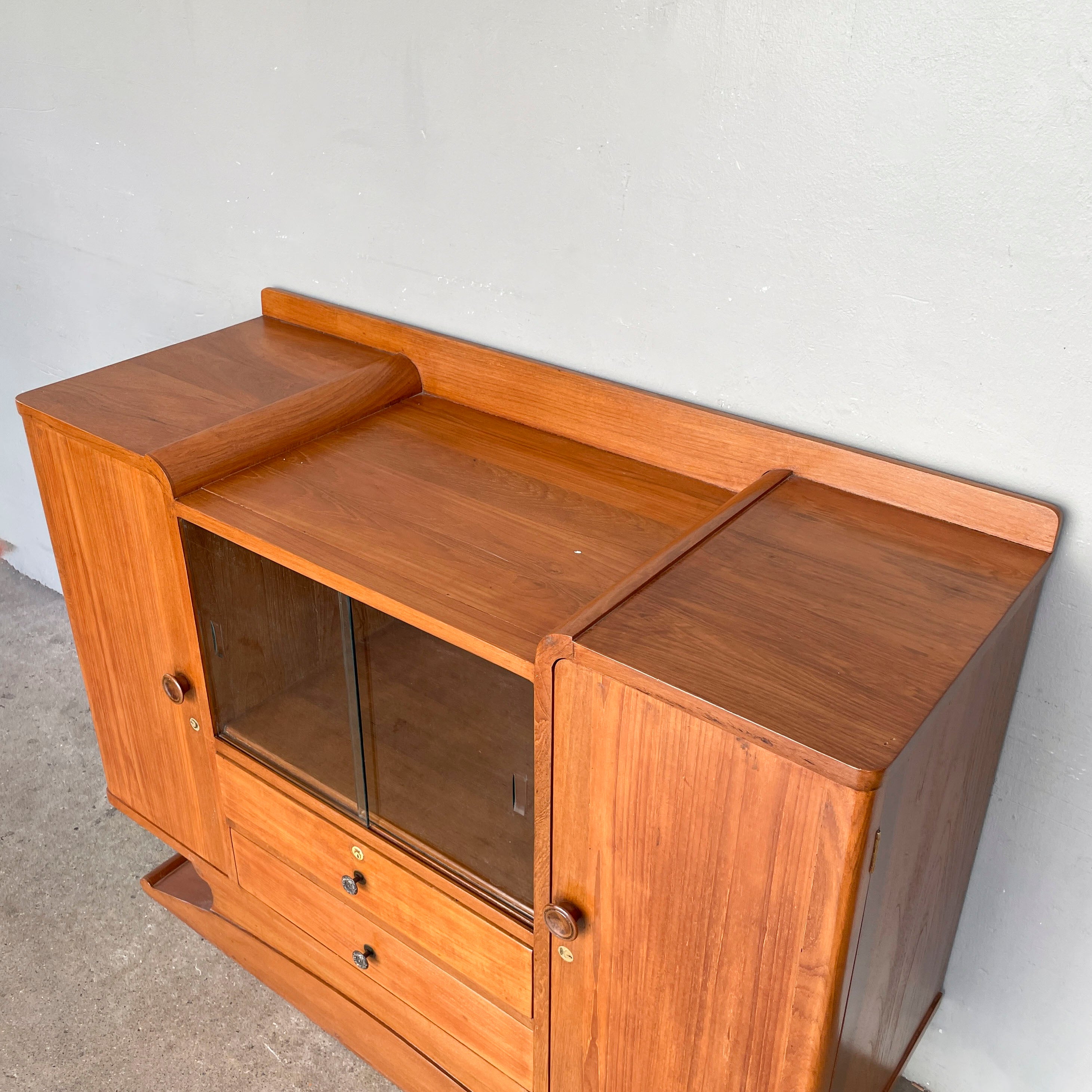 Refurbished Burmese Teak Pedestal Sideboard