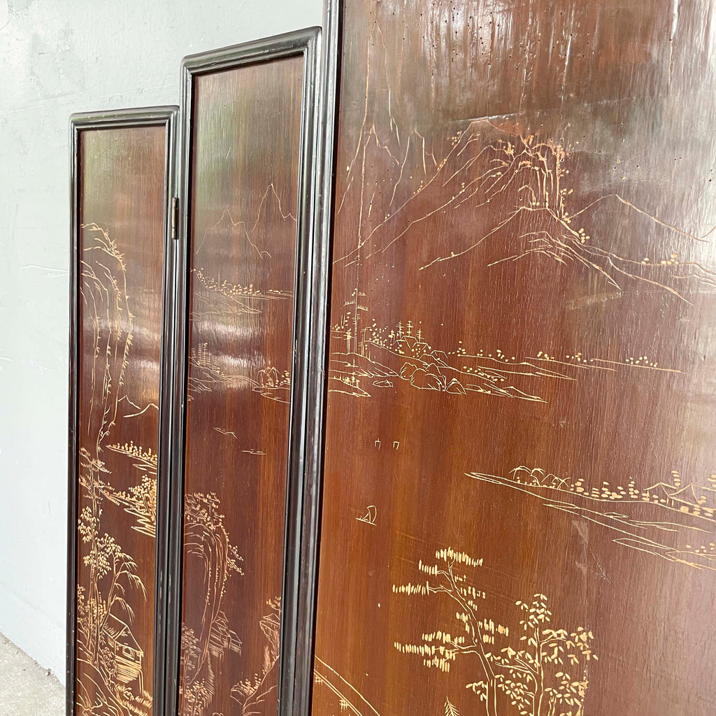 Folding Screen of "Ladies at Work & Leisure" in Carved Stone