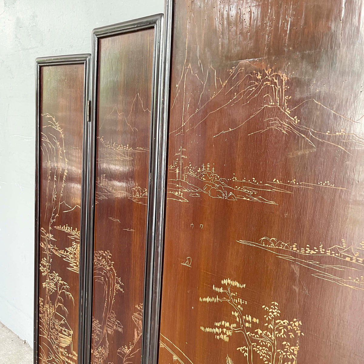 Folding Screen of "Ladies at Work & Leisure" in Carved Stone