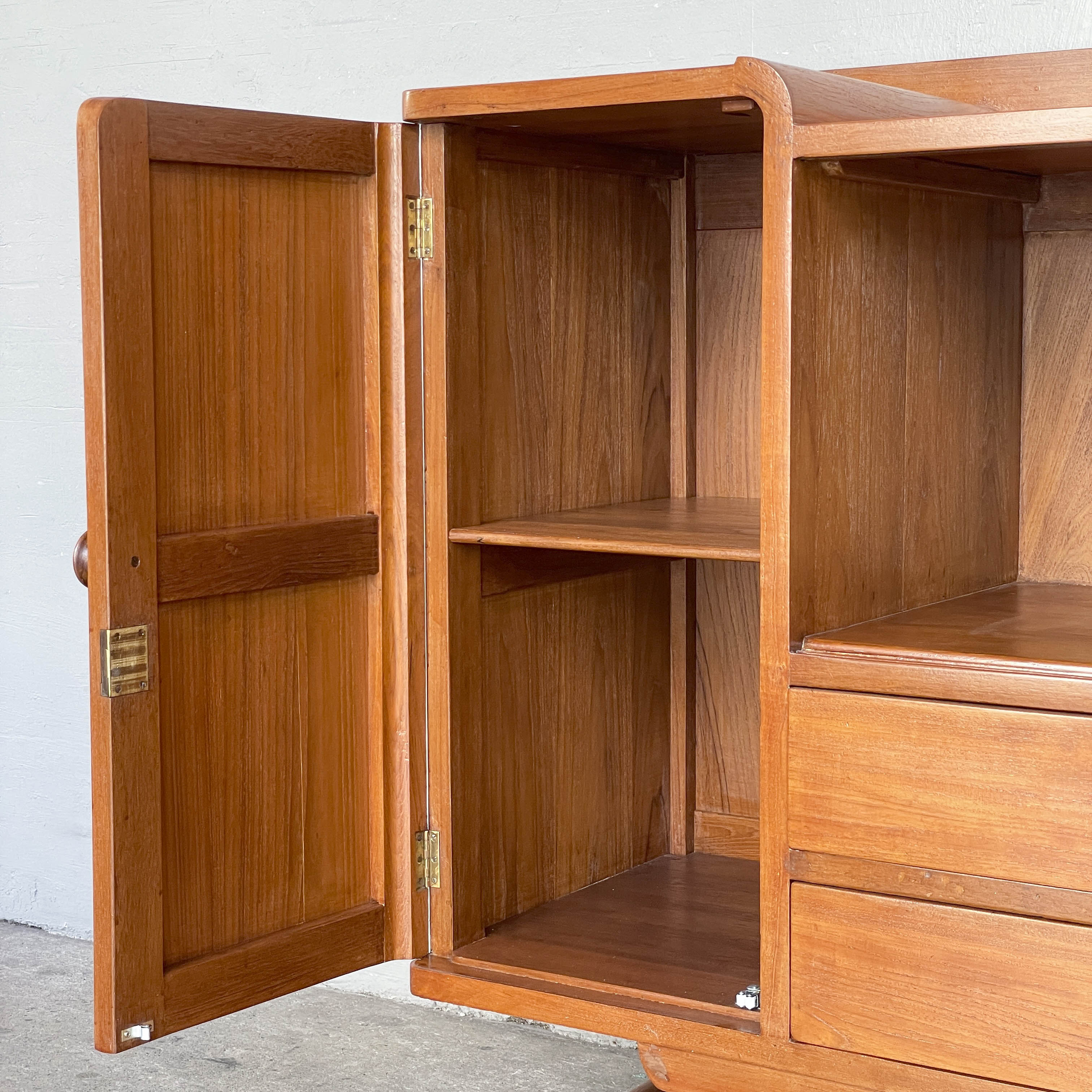 Refurbished Burmese Teak Pedestal Sideboard