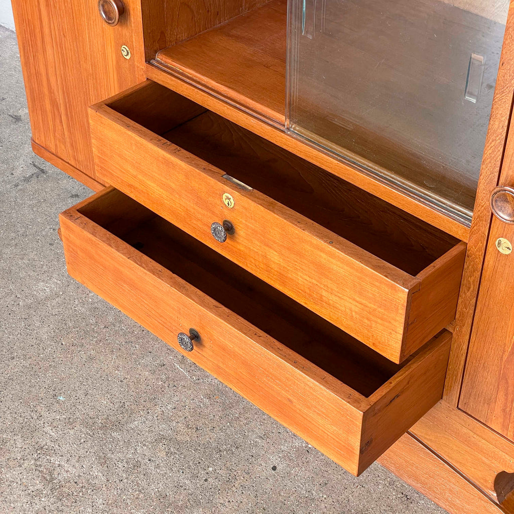 Refurbished Burmese Teak Pedestal Sideboard