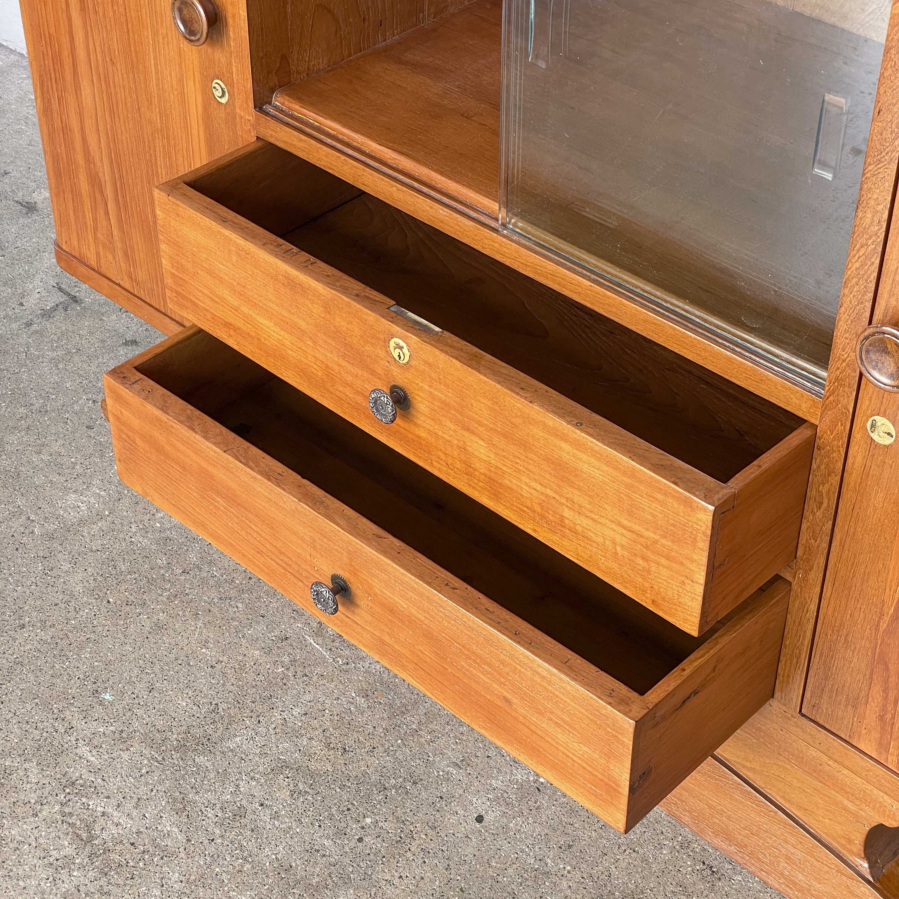 Refurbished Burmese Teak Pedestal Sideboard