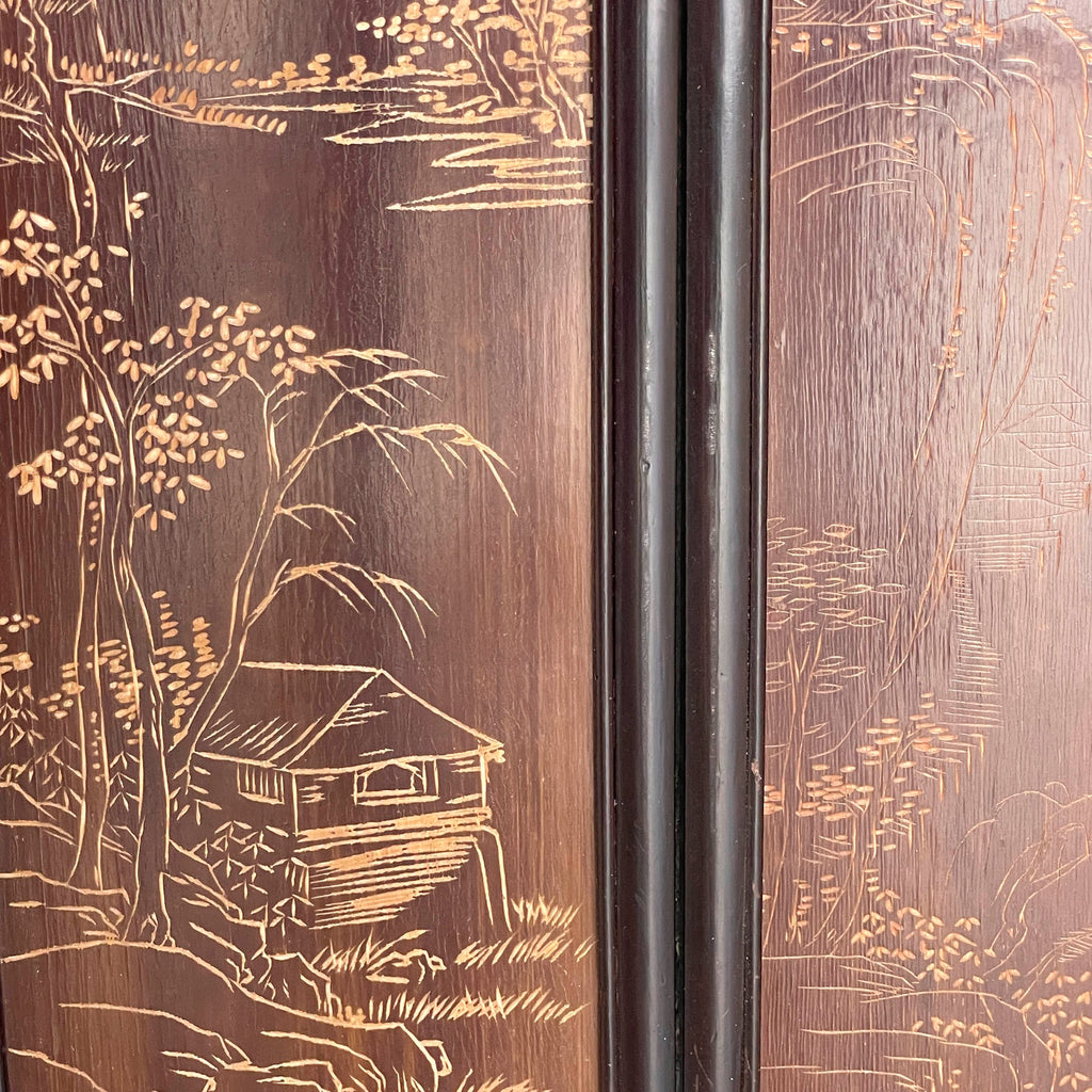 Folding Screen of "Ladies at Work & Leisure" in Carved Stone