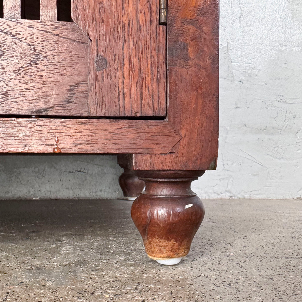 Teak Console with Slatted Doors