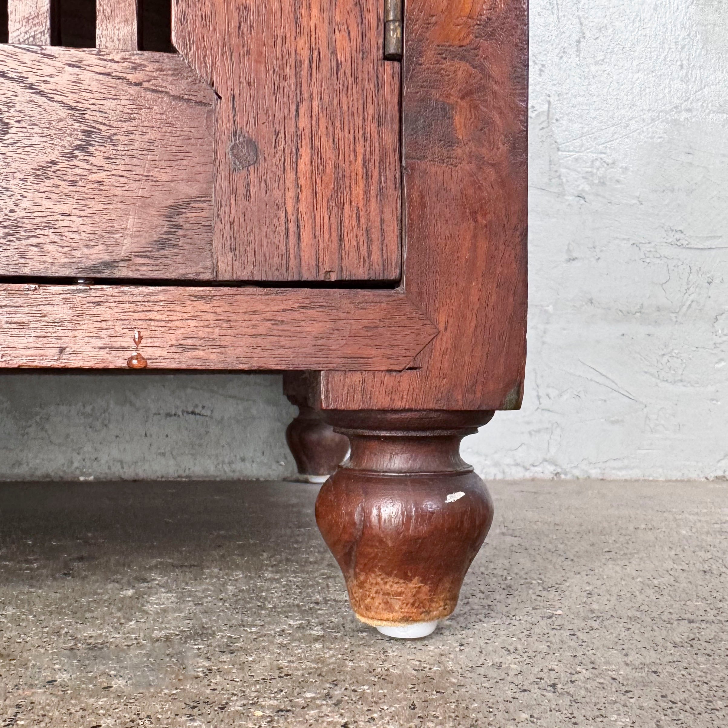 Teak Console with Slatted Doors