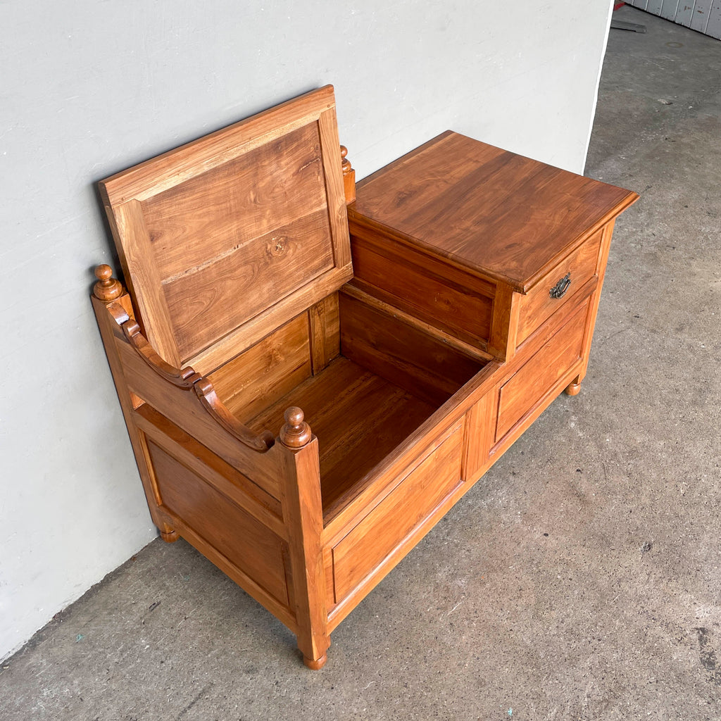 Refurbished Teak Entryway Storage Bench