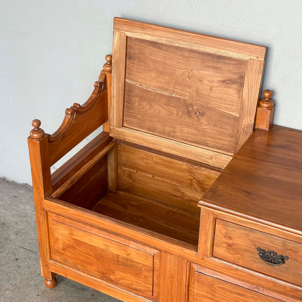 Refurbished Teak Entryway Storage Bench