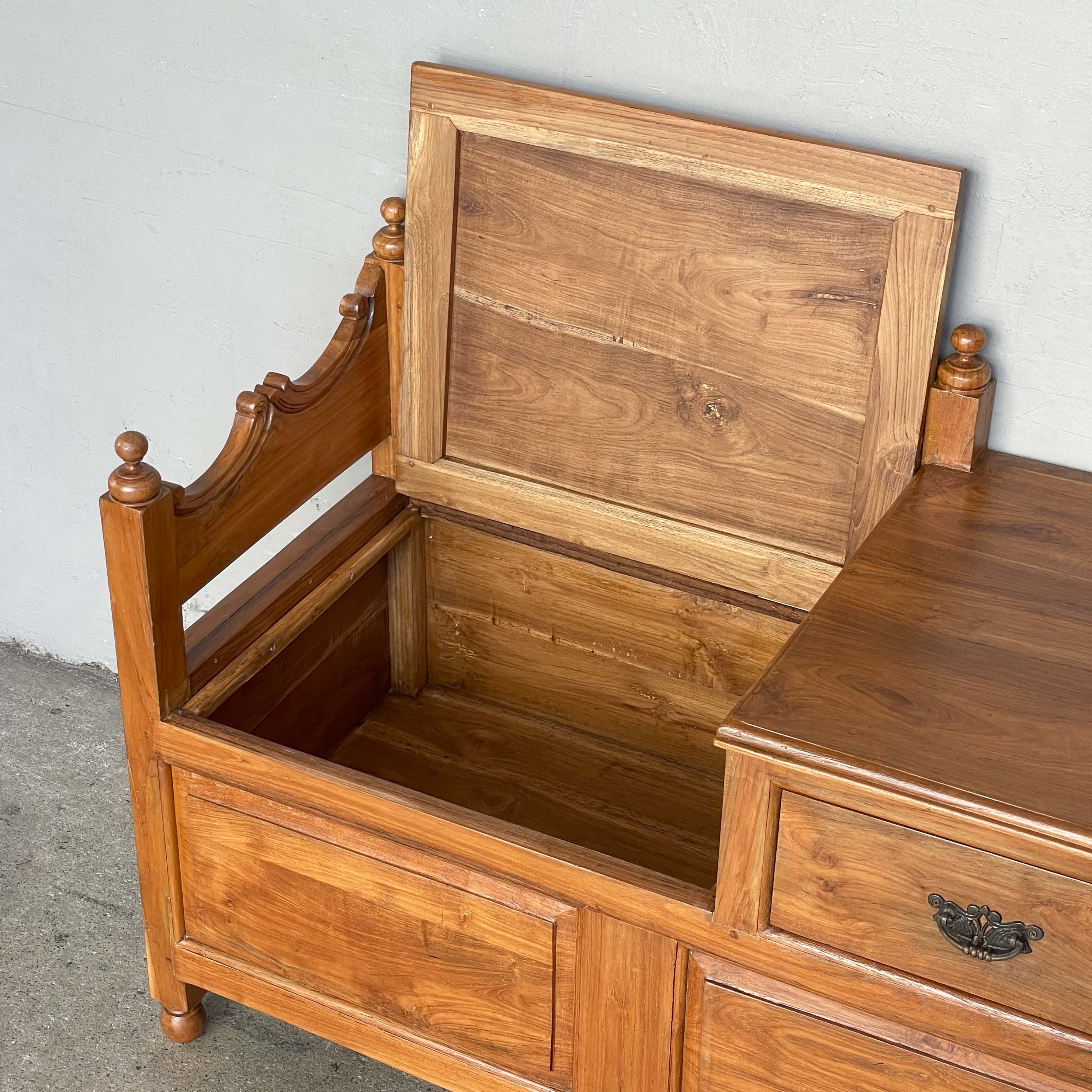 Refurbished Teak Entryway Storage Bench
