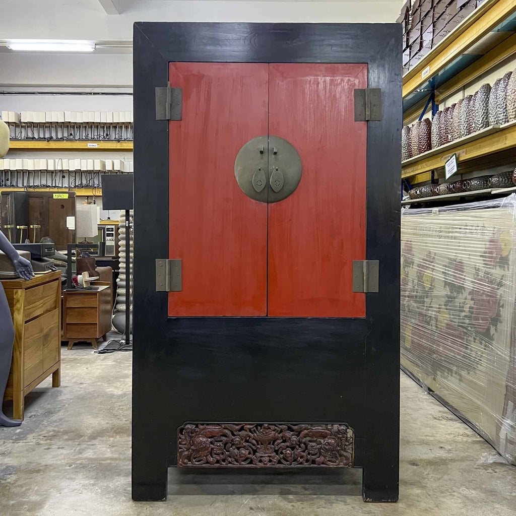 Black Wedding Cabinet with Red Doors