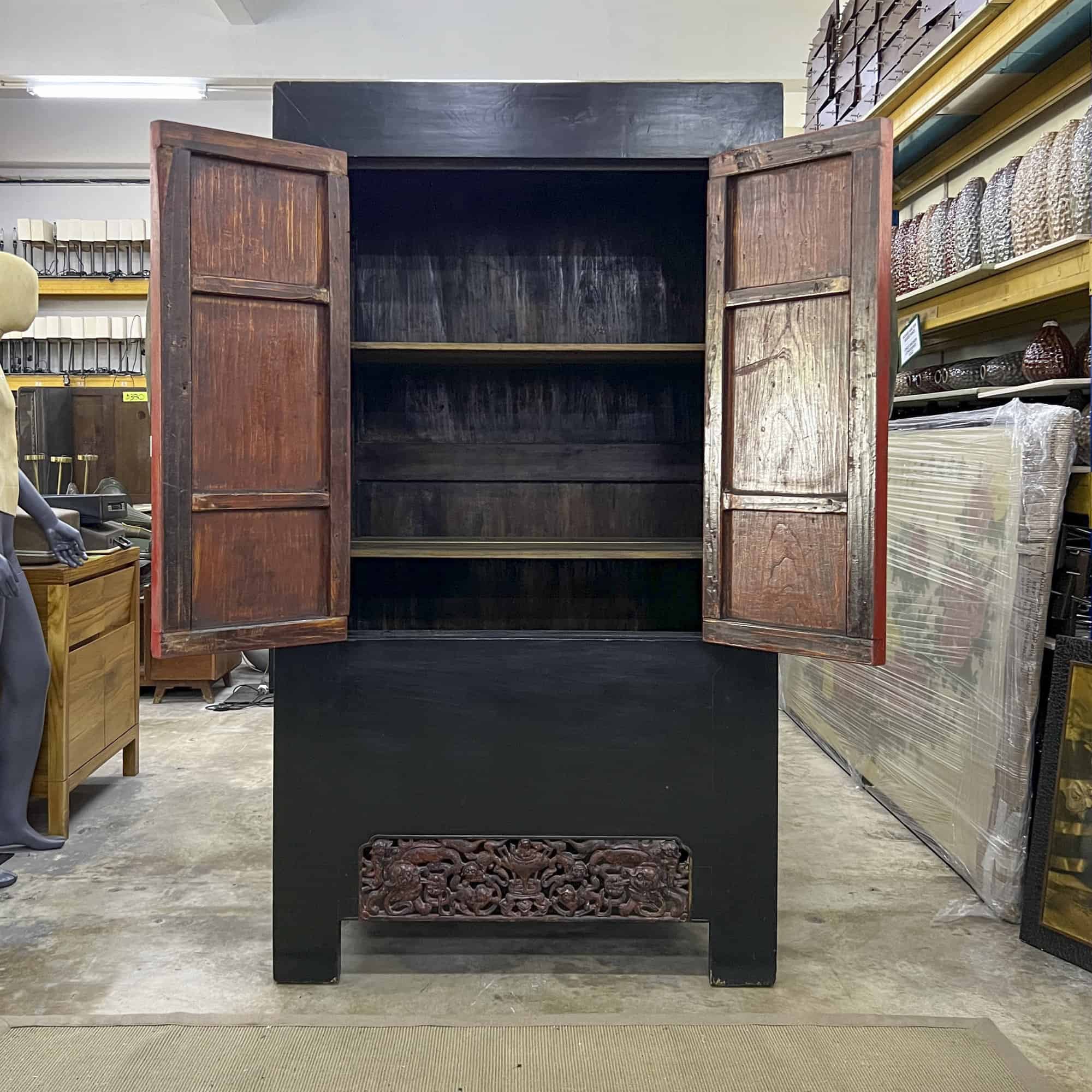Black Wedding Cabinet with Red Doors