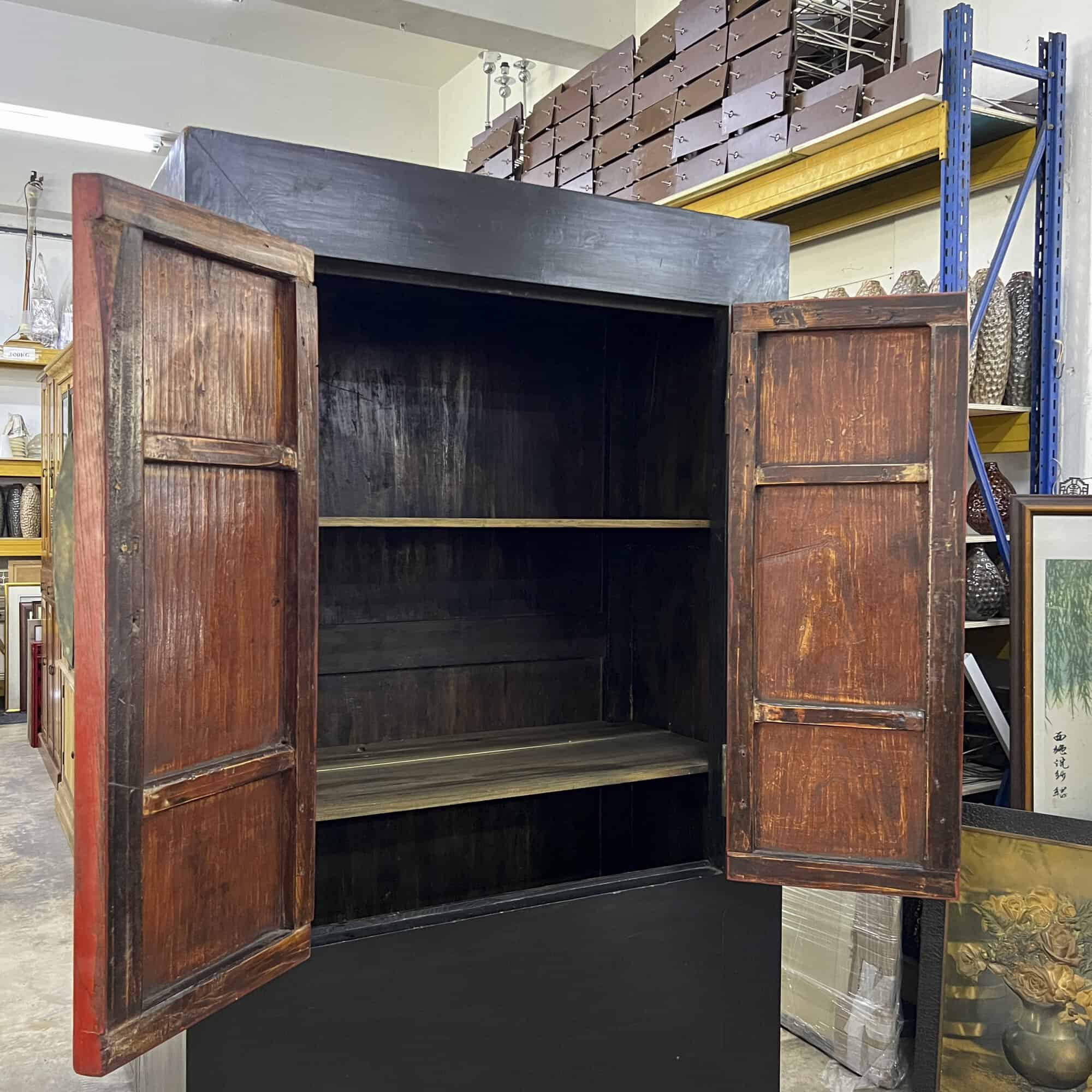 Black Wedding Cabinet with Red Doors