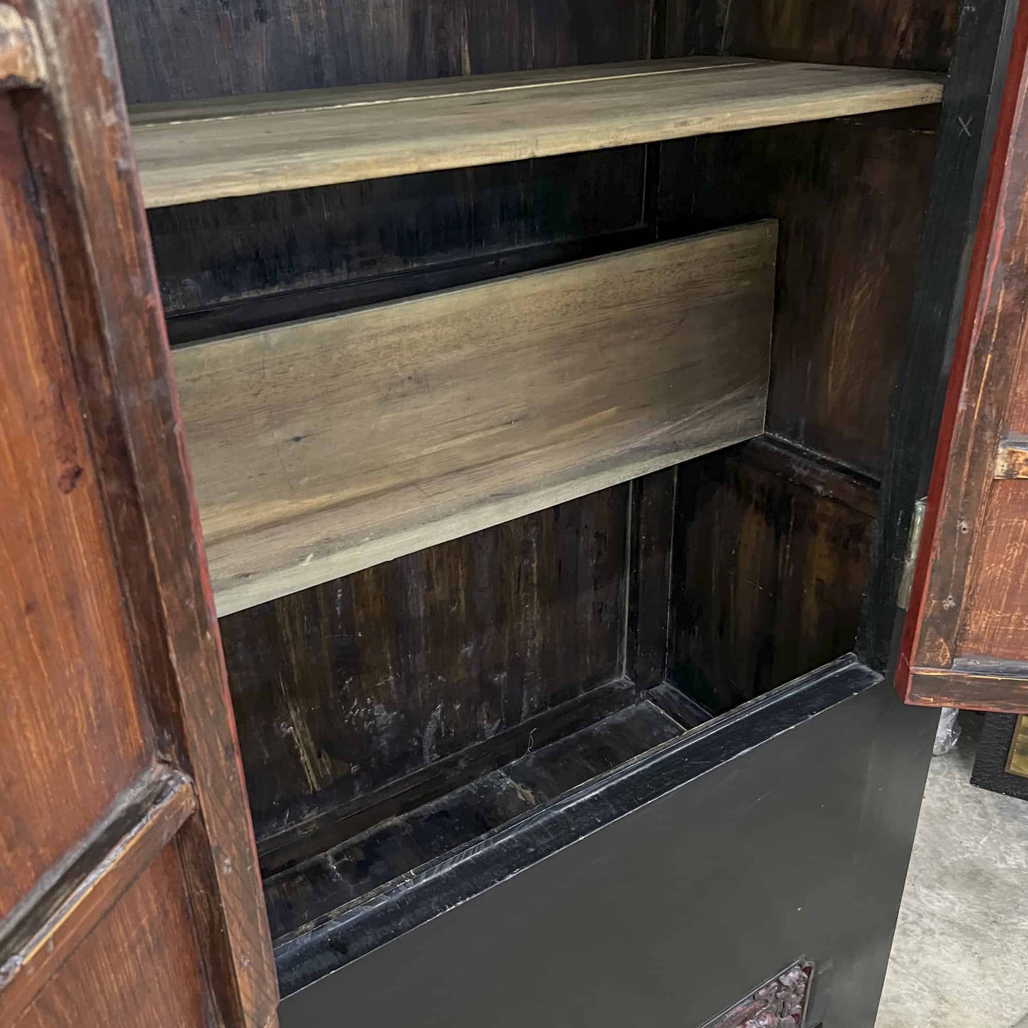 Black Wedding Cabinet with Red Doors