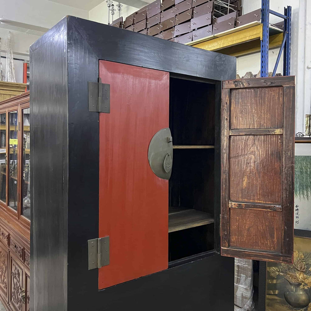 Black Wedding Cabinet with Red Doors