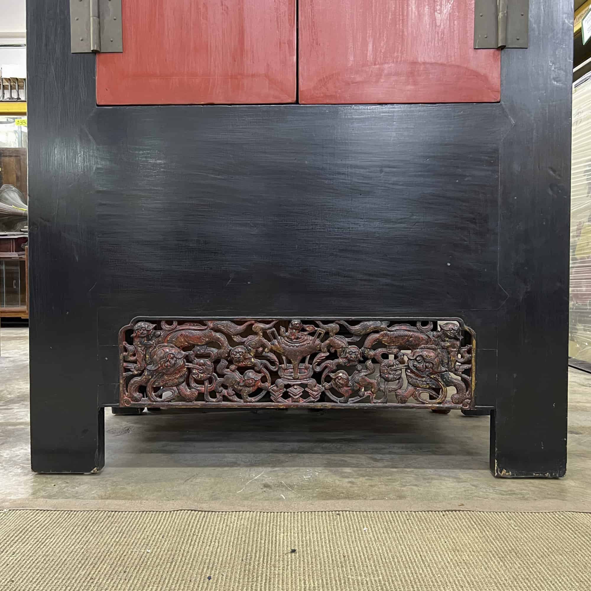 Black Wedding Cabinet with Red Doors