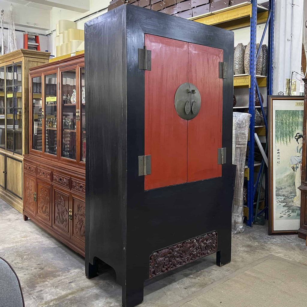 Black Wedding Cabinet with Red Doors