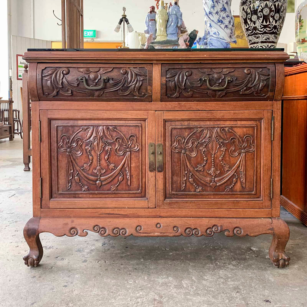 Solid Wood Cabinet with Carvings