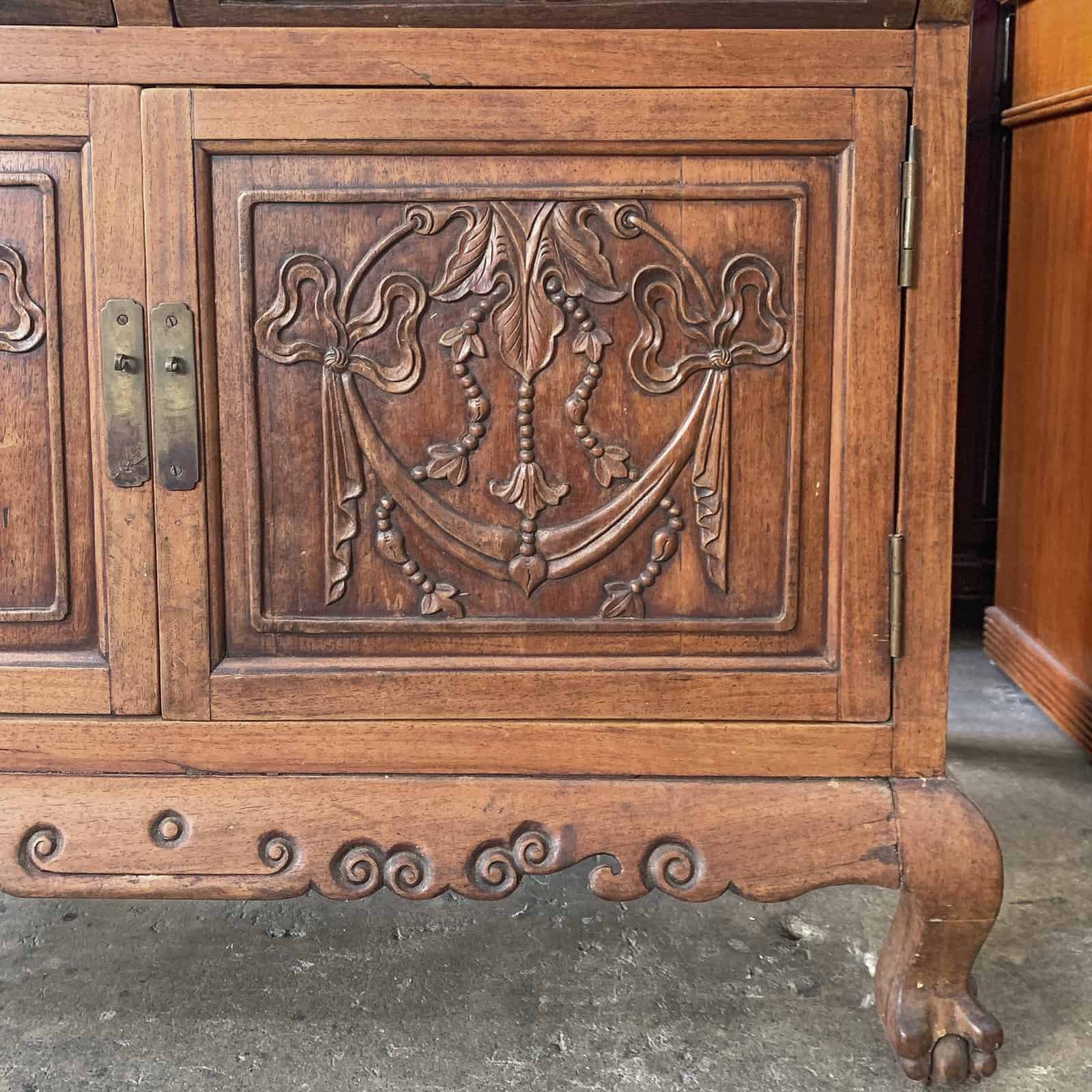 Solid Wood Cabinet with Carvings