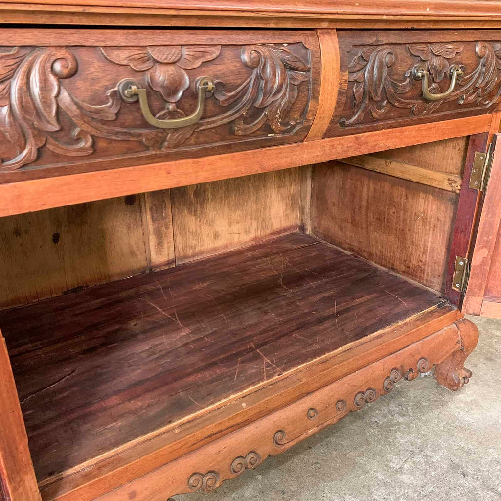 Solid Wood Cabinet with Carvings