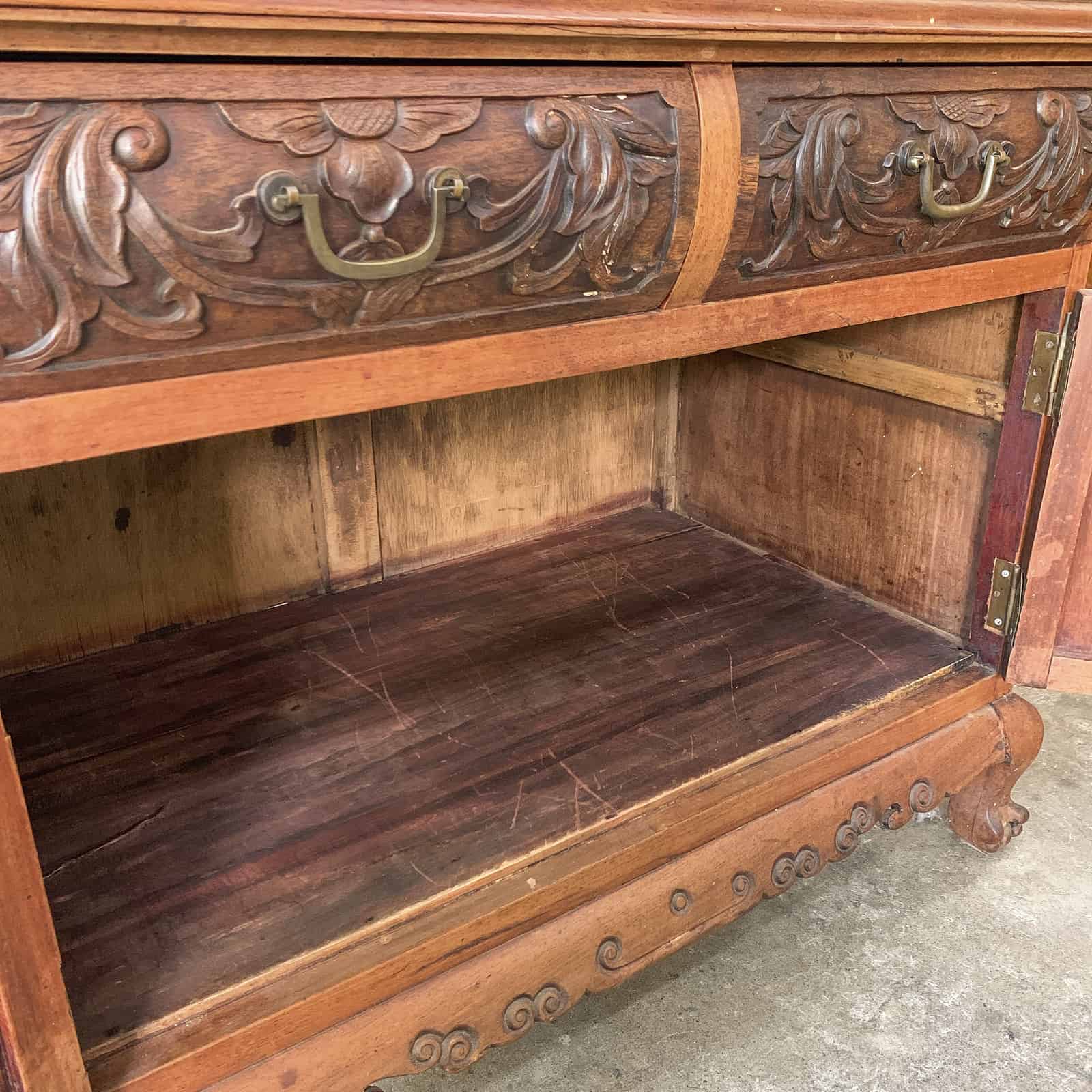 Solid Wood Cabinet with Carvings