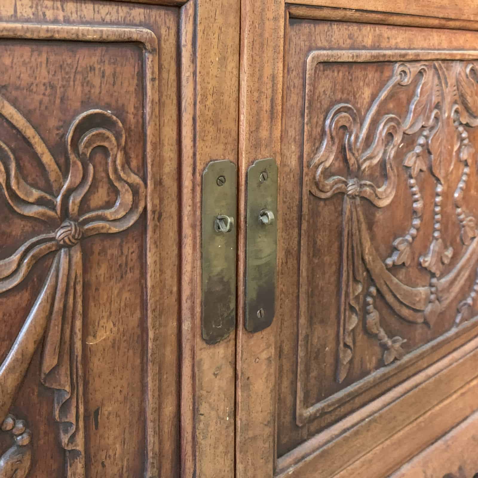 Solid Wood Cabinet with Carvings